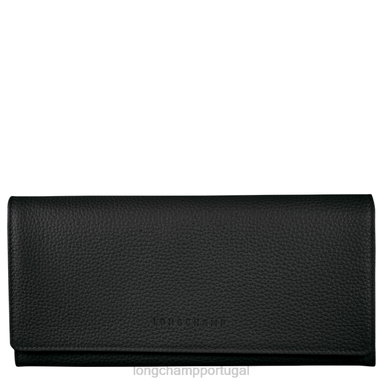 artigos de couro preto H88N602 carteira continental le foulonne mulheres Longchamp