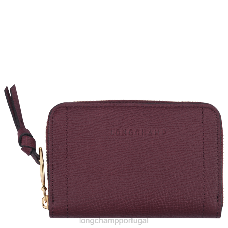 artigos de couro Borgonha H88N537 porta-moedas para caixa de correio mulheres Longchamp