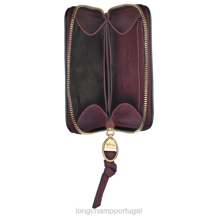 artigos de couro Borgonha H88N537 porta-moedas para caixa de correio mulheres Longchamp