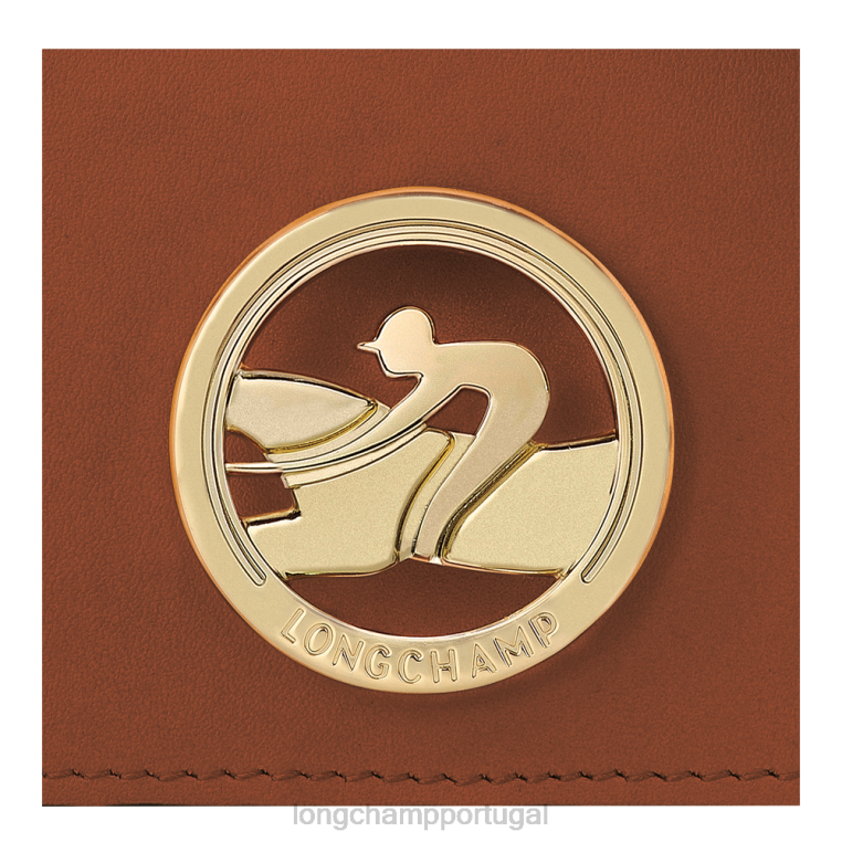 artigos de couro conhaque H88N518 porta-moedas box-trot com alça de ombro mulheres Longchamp
