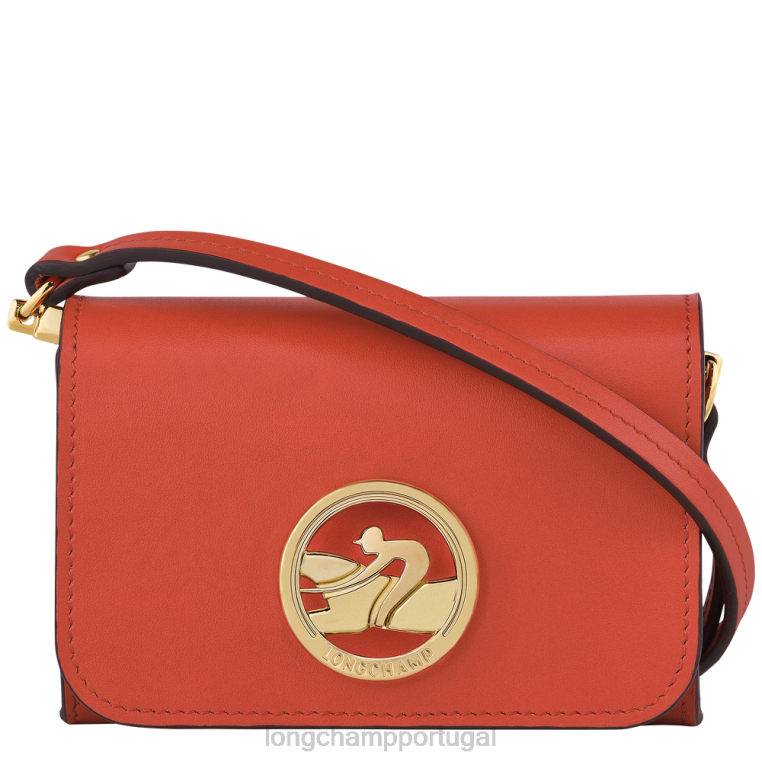 artigos de couro laranja H88N517 porta-moedas box-trot com alça de ombro mulheres Longchamp