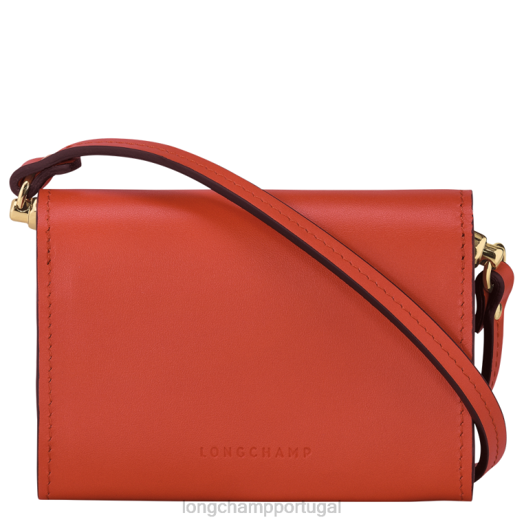 artigos de couro laranja H88N517 porta-moedas box-trot com alça de ombro mulheres Longchamp