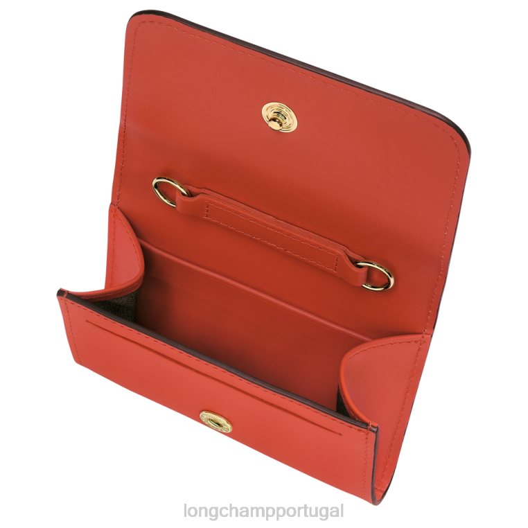 artigos de couro laranja H88N517 porta-moedas box-trot com alça de ombro mulheres Longchamp