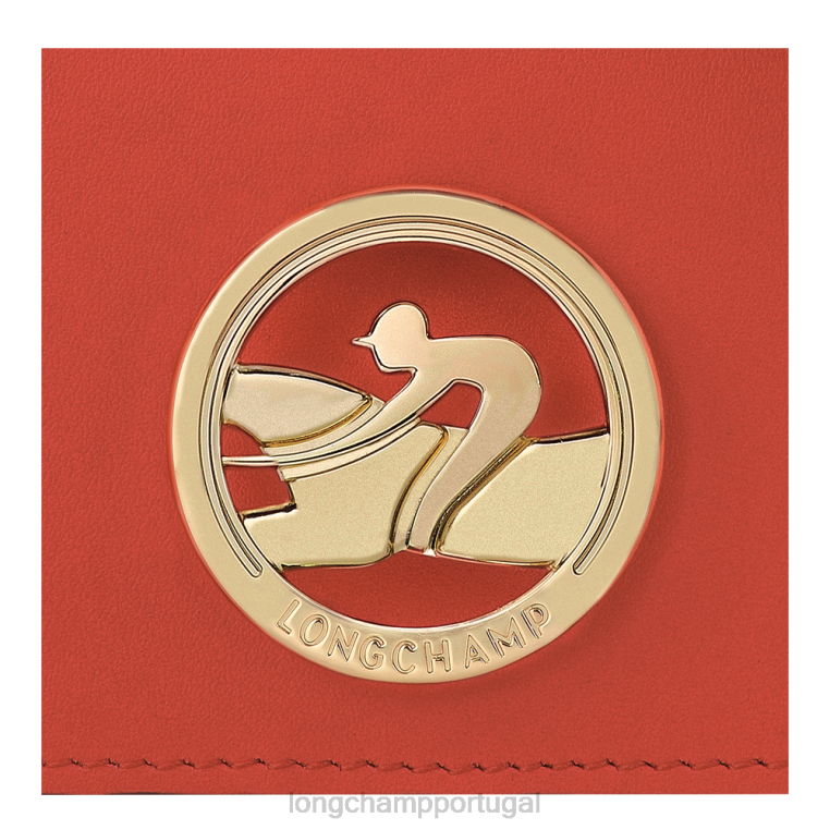 artigos de couro laranja H88N517 porta-moedas box-trot com alça de ombro mulheres Longchamp