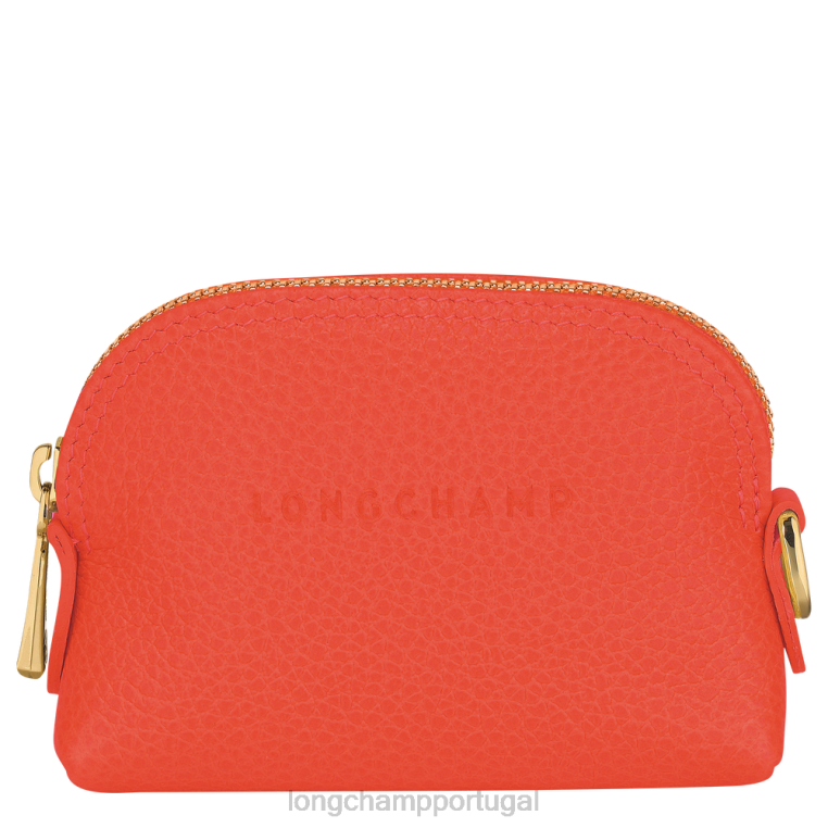 artigos de couro laranja H88N525 porta-moedas le foulonne mulheres Longchamp