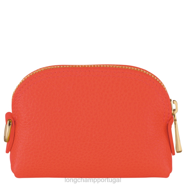 artigos de couro laranja H88N525 porta-moedas le foulonne mulheres Longchamp