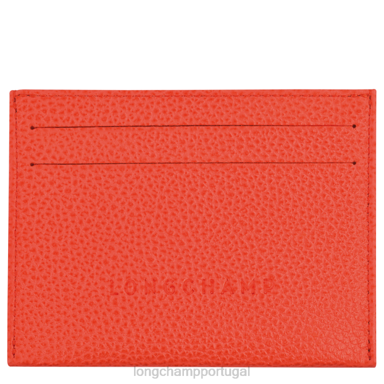 artigos de couro laranja H88N644 titular do cartão le foulonne mulheres Longchamp