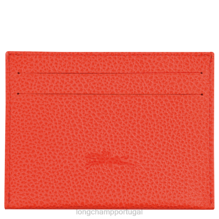 artigos de couro laranja H88N644 titular do cartão le foulonne mulheres Longchamp