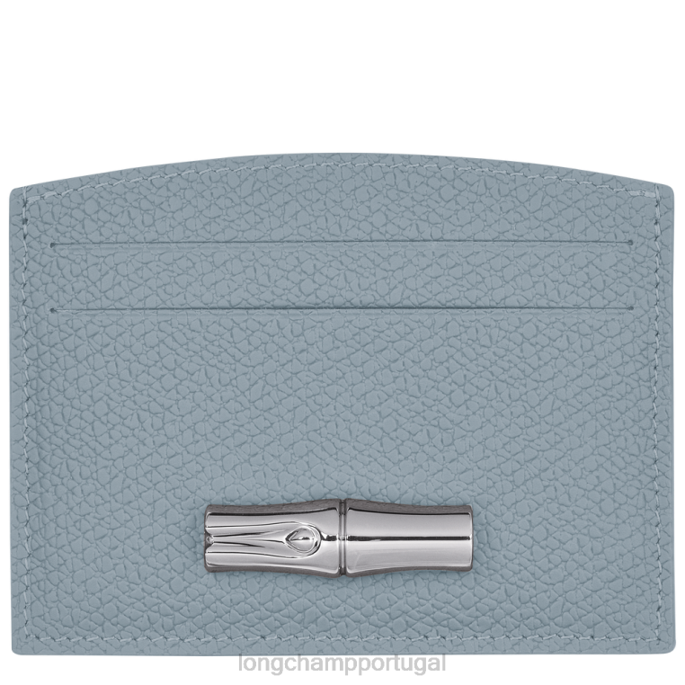 artigos de couro nuvem azul H88N640 porta cartão roseau mulheres Longchamp