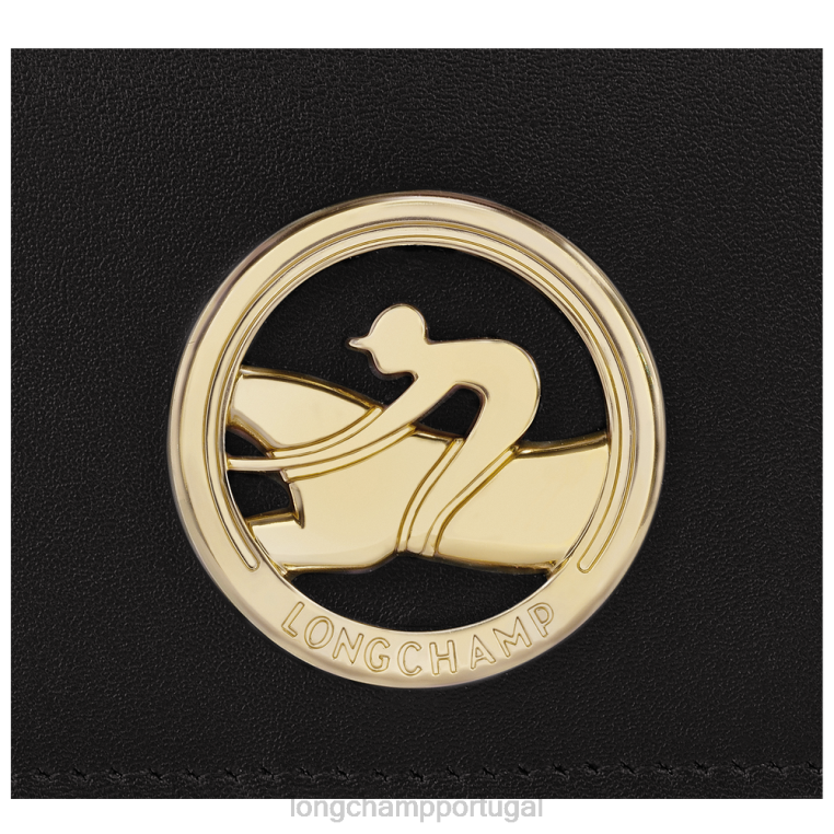 artigos de couro preto H88N516 porta-moedas box-trot com alça de ombro mulheres Longchamp