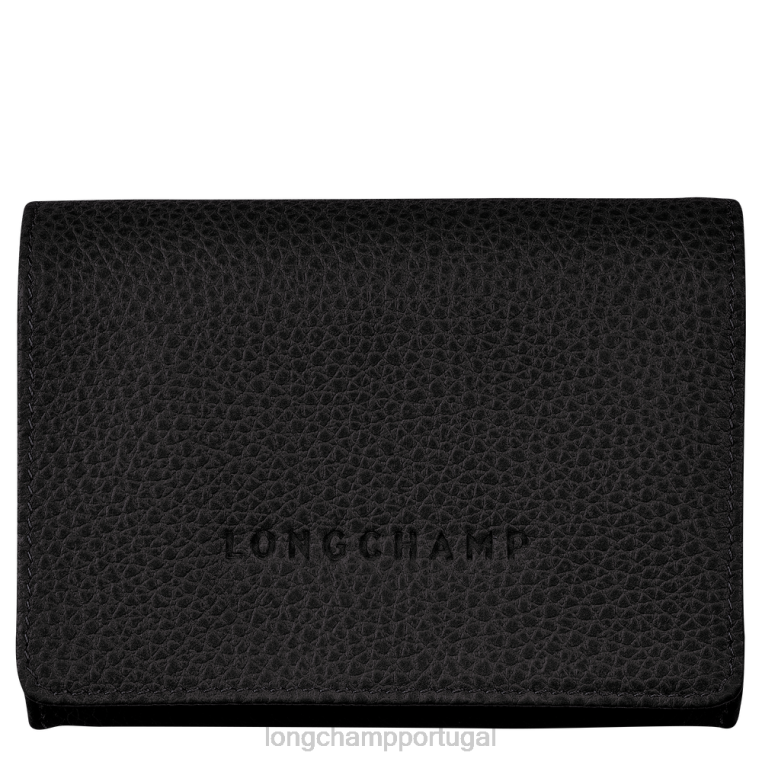 artigos de couro preto H88N521 porta-moedas le foulonne mulheres Longchamp