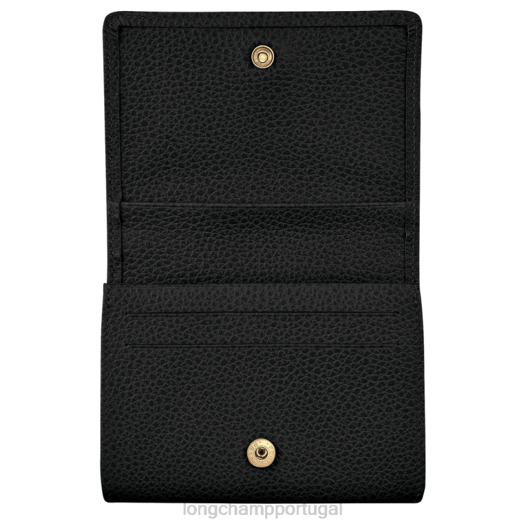 artigos de couro preto H88N521 porta-moedas le foulonne mulheres Longchamp
