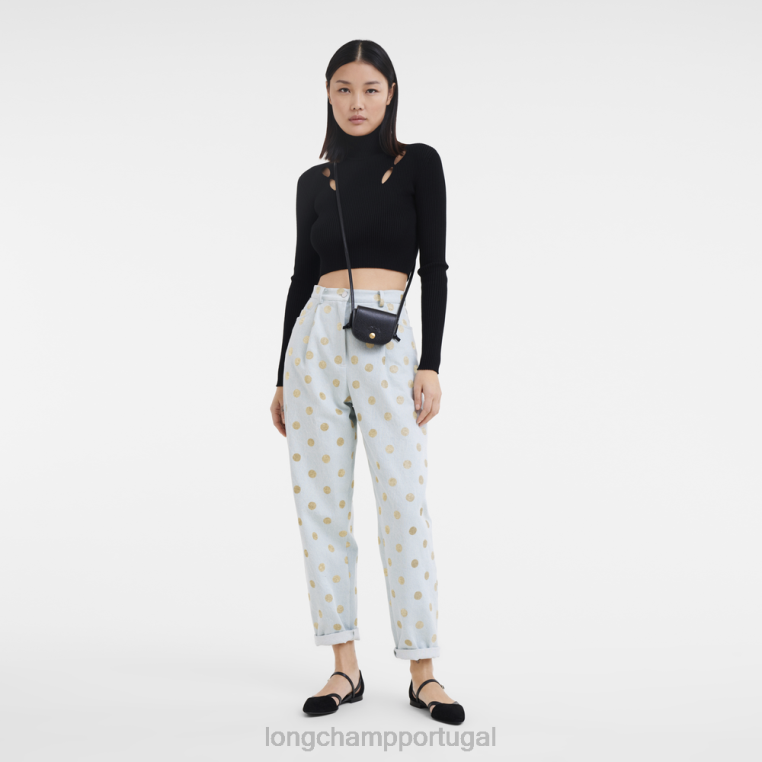 artigos de couro preto H88N531 porta-moedas epure com renda de couro mulheres Longchamp