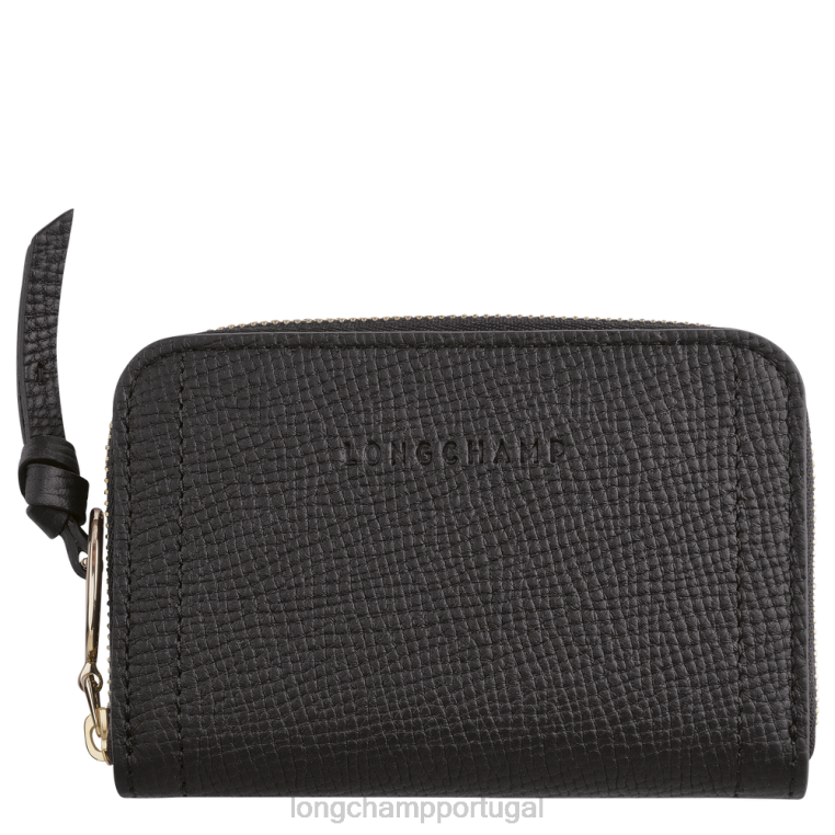 artigos de couro preto H88N536 porta-moedas para caixa de correio mulheres Longchamp