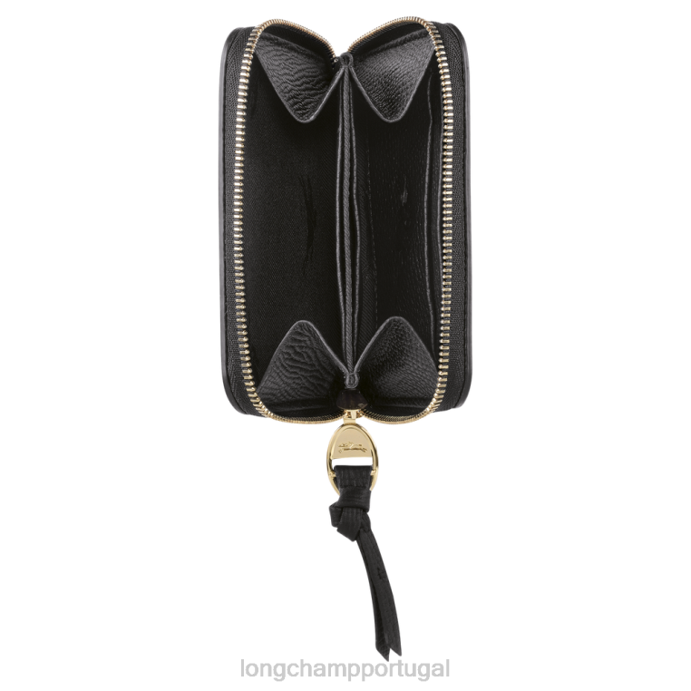 artigos de couro preto H88N536 porta-moedas para caixa de correio mulheres Longchamp