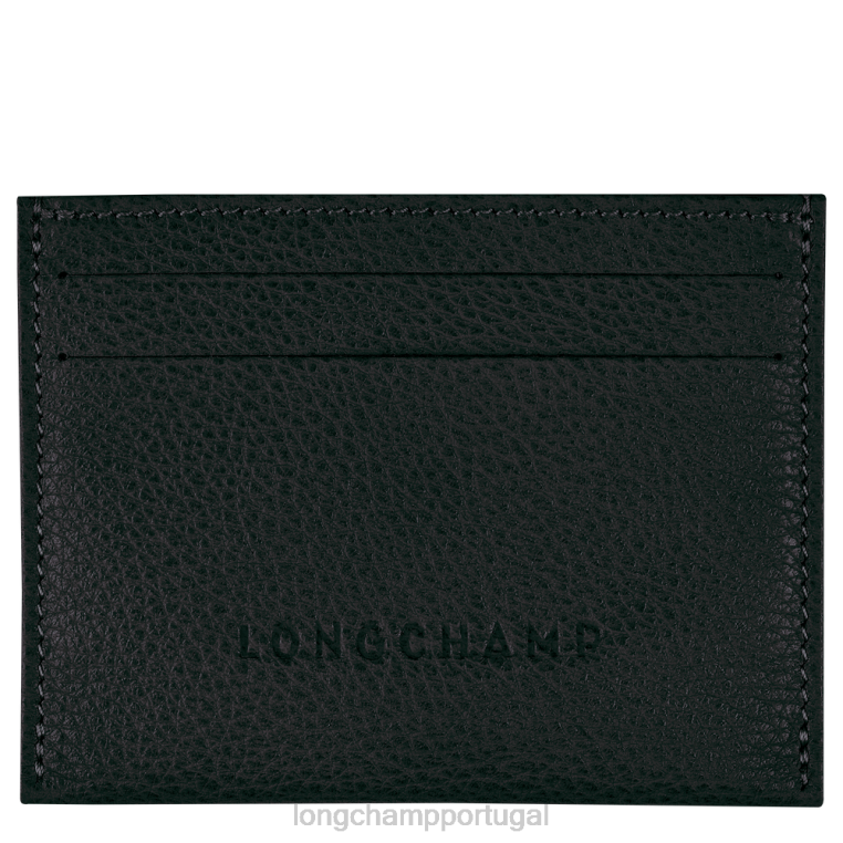 artigos de couro preto H88N643 titular do cartão le foulonne mulheres Longchamp