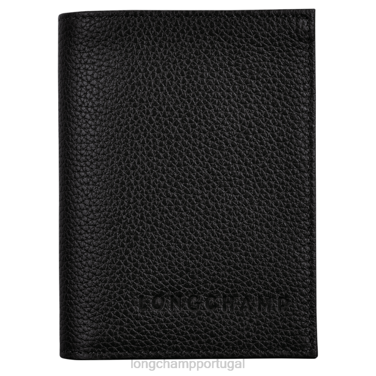 artigos de couro preto H88N657 titular do cartão le foulonne mulheres Longchamp
